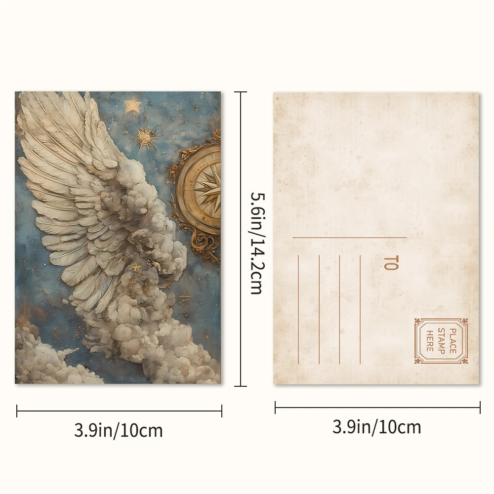 32pcs, vintage mythological series postcards, room decoration stickers, brochure material, souvenirs, collectibles and mailing