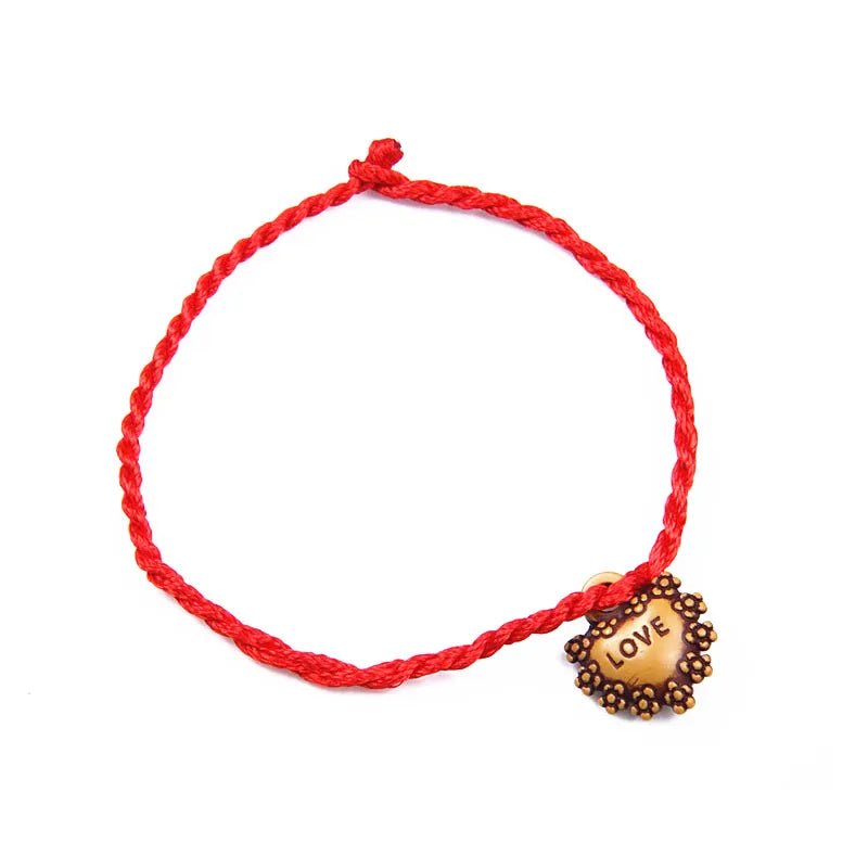 100pcs Wedding Souvenirs Women Lucky Bracelets Kids Birthday Favors Gifts For Guest Party Favors Cartoon Bead Red String Bangles