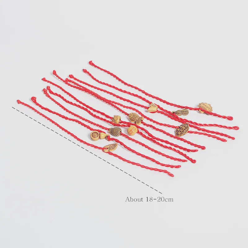 100pcs Wedding Souvenirs Women Lucky Bracelets Kids Birthday Favors Gifts For Guest Party Favors Cartoon Bead Red String Bangles