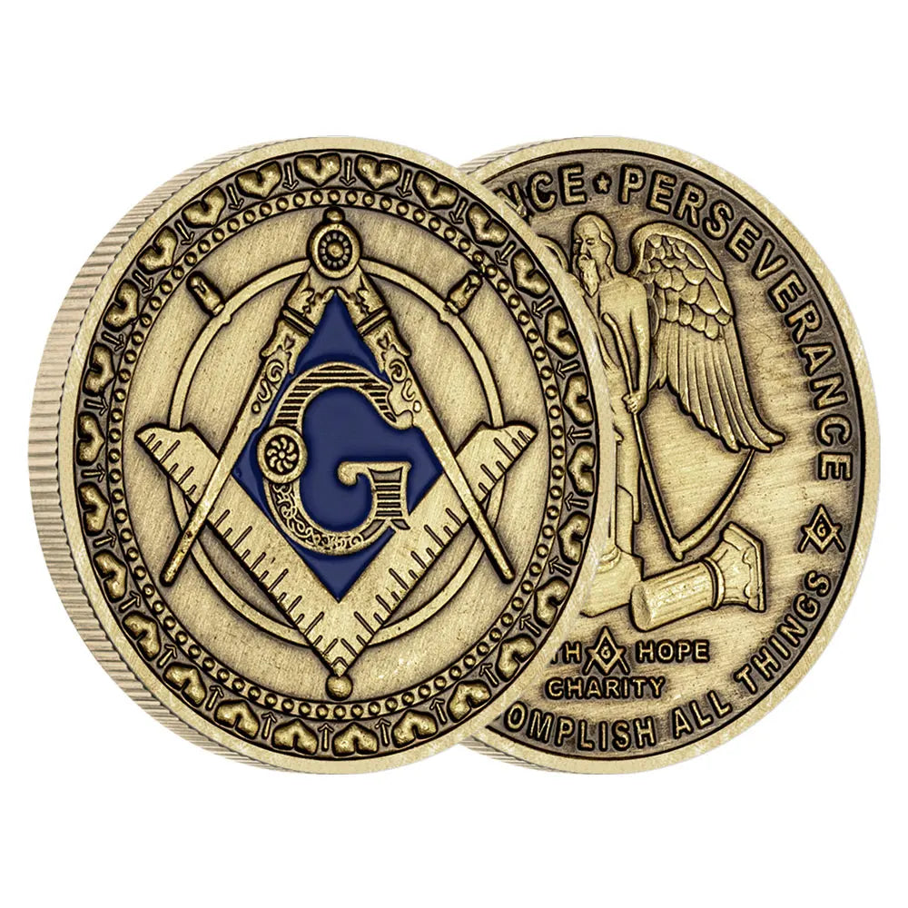 The Freemason Masonic Copper Plated Souvenirs Coin Faith Hope Charity Commemorative Coins Home Decoration Creative Gift