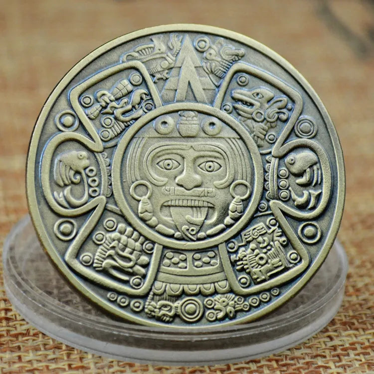 Souvenir Coin  Ancient Bronze Platted Mysterious Collectibles Coin Mexico Mayan Commemorative Coin