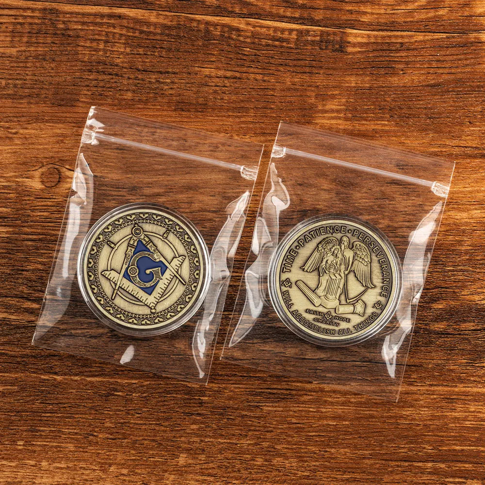 The Freemason Masonic Copper Plated Souvenirs Coin Faith Hope Charity Commemorative Coins Home Decoration Creative Gift
