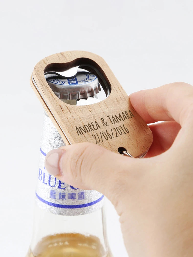 Wedding Souvenirs for Guests Personalized Wooden Keychain Bottle Openers Wedding Guest Gifts Party Favors Personalised Key Rings