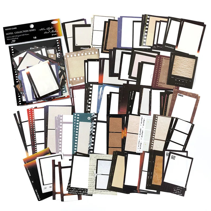 100pcs Vintage Notes Collection Pack - Memory Prologue Series Decorative Paper for Scrapbooking & Journaling DIY Crafts