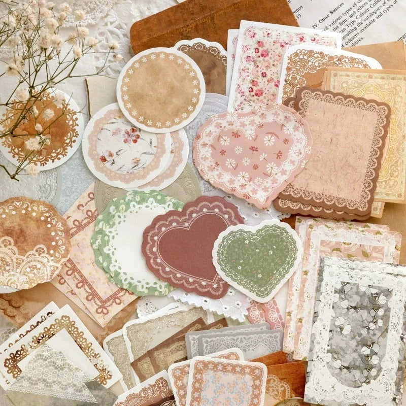 100pcs Vintage Notes Collection Pack - Memory Prologue Series Decorative Paper for Scrapbooking & Journaling DIY Crafts