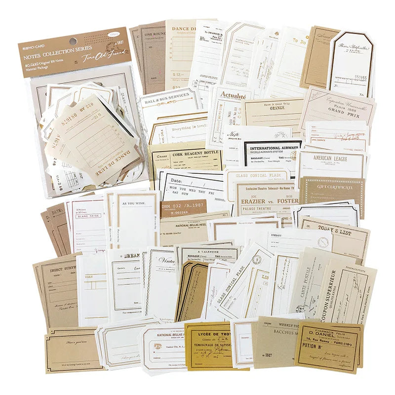 100pcs Vintage Notes Collection Pack - Memory Prologue Series Decorative Paper for Scrapbooking & Journaling DIY Crafts