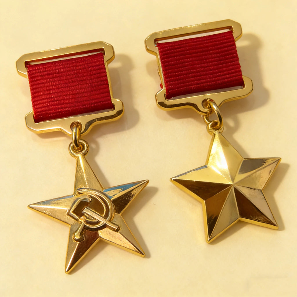 Replica Soviet Gold Star Medals Souvenir - Hero of USSR & Socialist Labor Collectible Badge