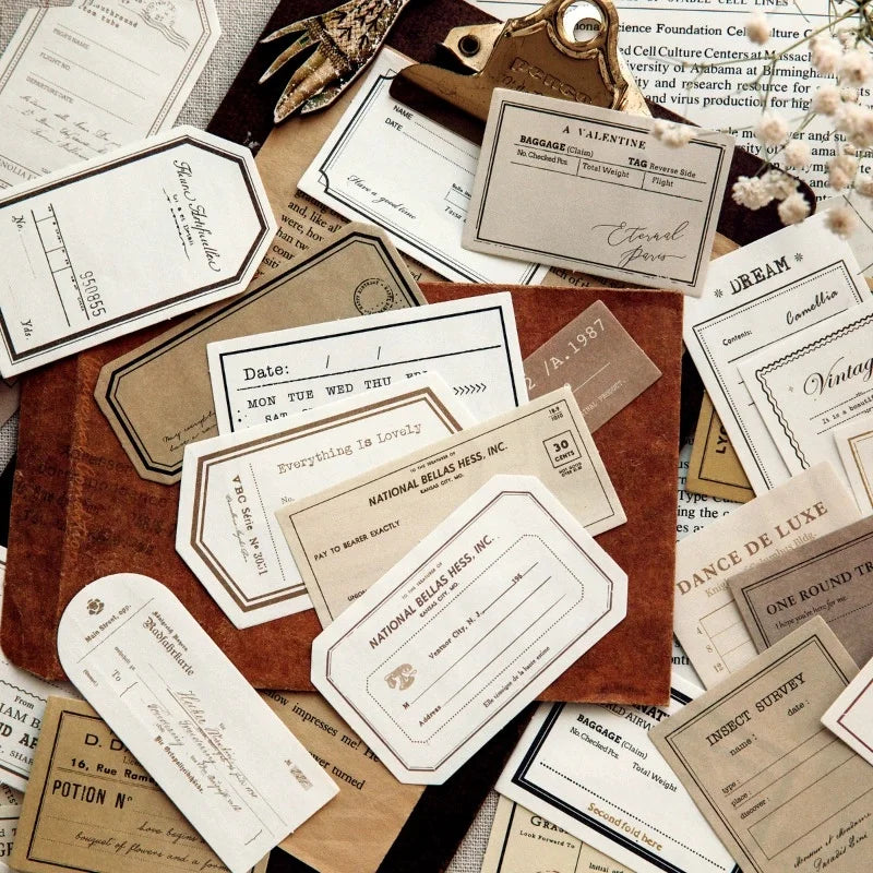 100pcs Vintage Notes Collection Pack - Memory Prologue Series Decorative Paper for Scrapbooking & Journaling DIY Crafts