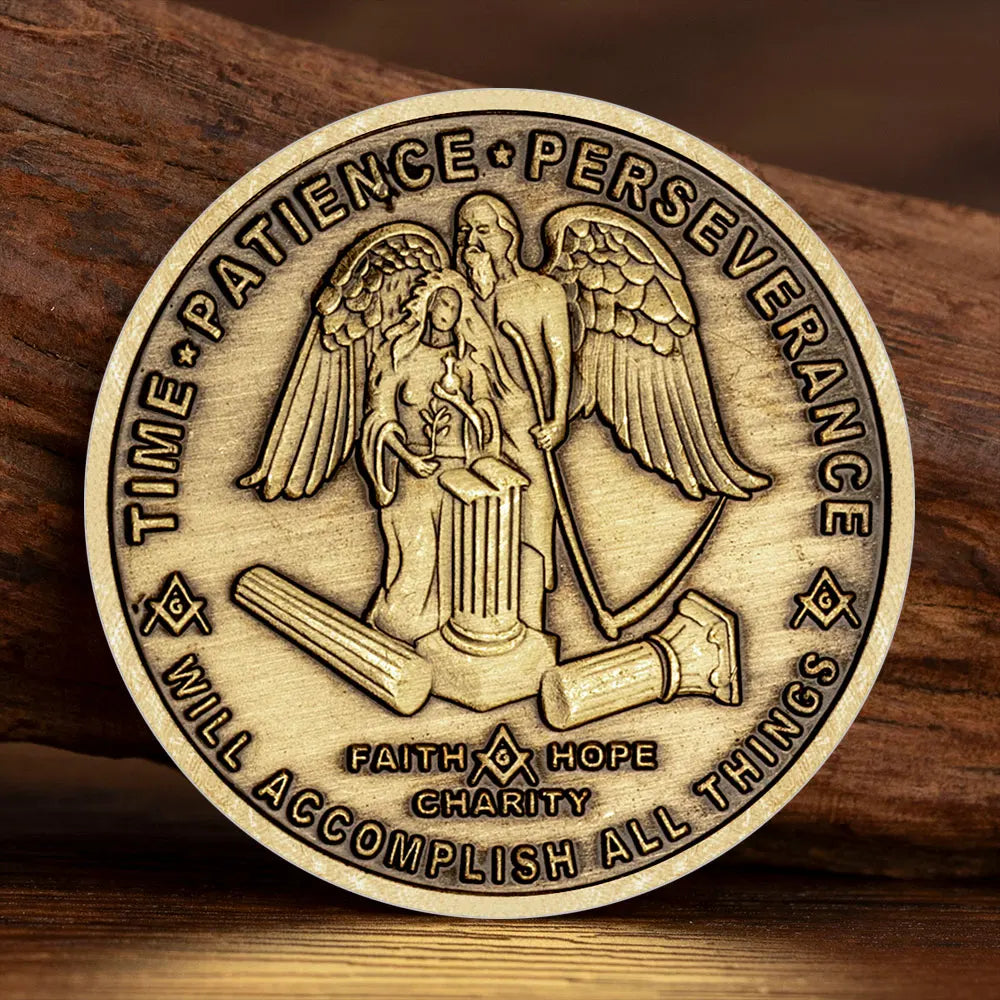 The Freemason Masonic Copper Plated Souvenirs Coin Faith Hope Charity Commemorative Coins Home Decoration Creative Gift