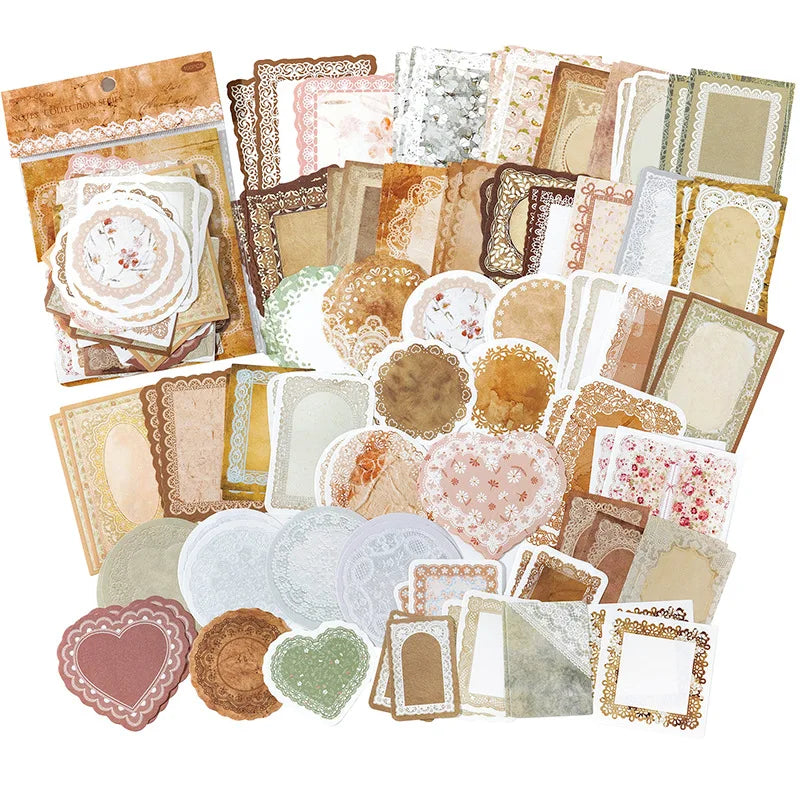 100pcs Vintage Notes Collection Pack - Memory Prologue Series Decorative Paper for Scrapbooking & Journaling DIY Crafts